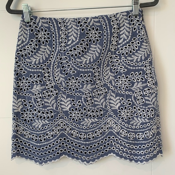 LOFT Embroidered Scalloped Skirt - Picture 1 of 2